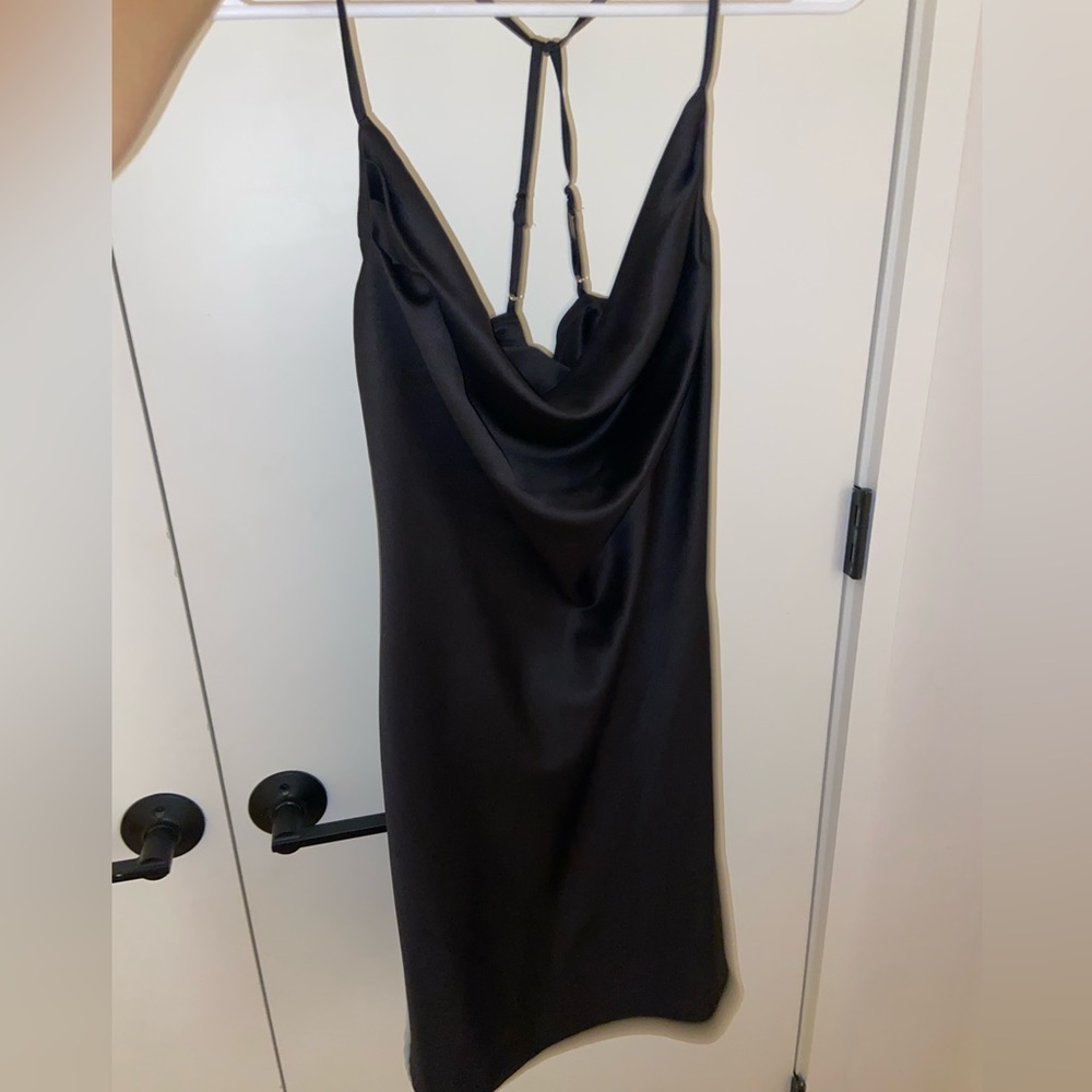 Satin mini black dress from Dynamite